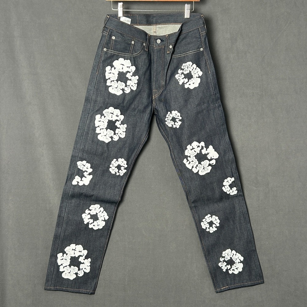 Levis x Denim Tears Cotton Wreath Jeans Streetwear Indigo Blue Graphic Pants 32